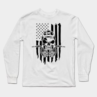 Welding American Welder Skull USA Flag Long Sleeve T-Shirt